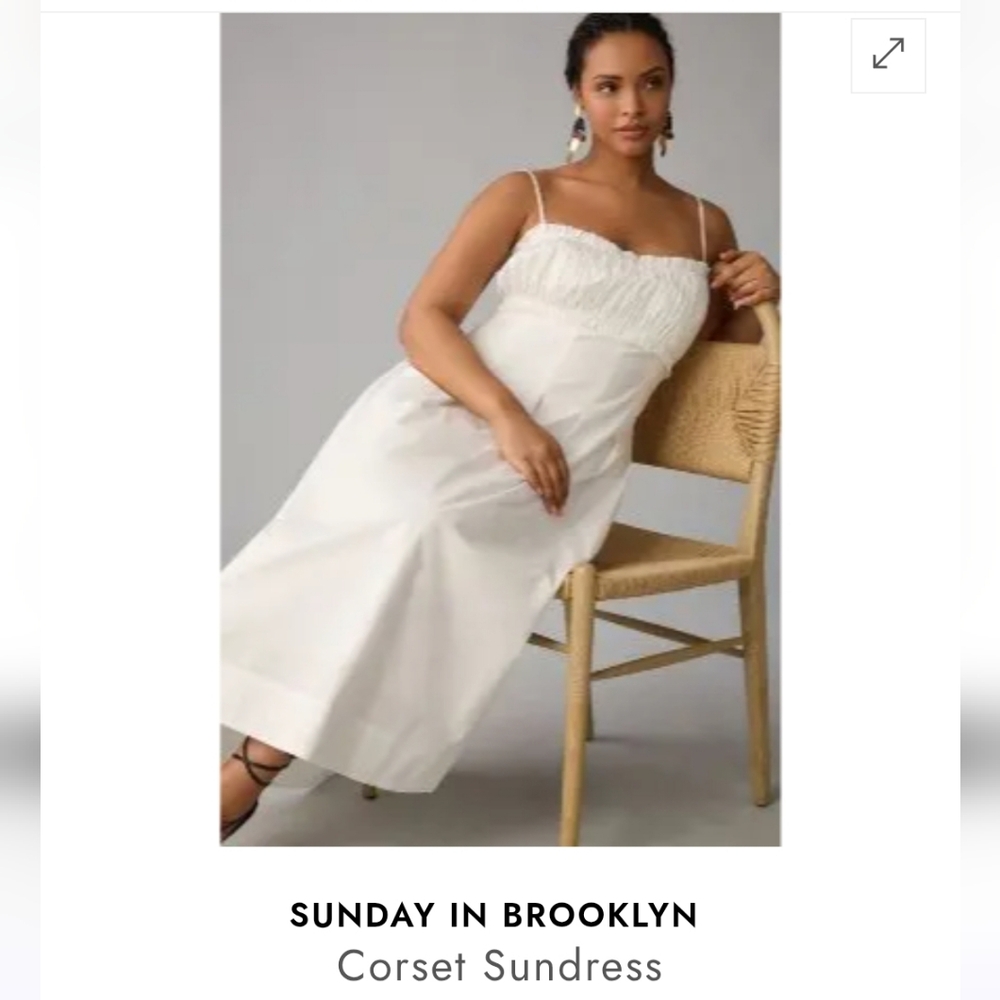 Anthropologie sunday in brooklyn dress white babydoll corset midi dress - Picture 7 of 9